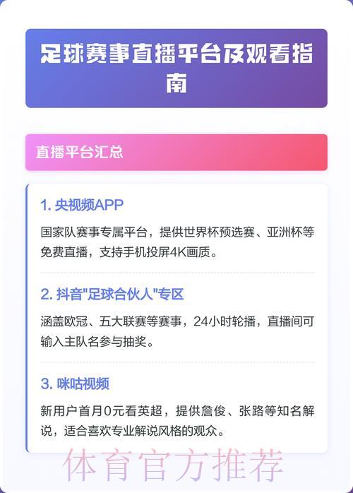 2026年世界杯赛事直播平台推荐与观看入口汇总